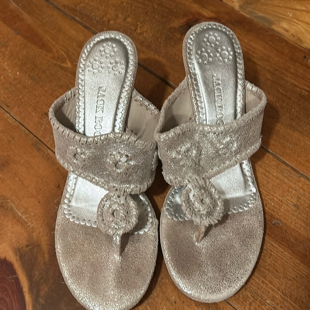 Jack Rogers Jacks silver kitten heel